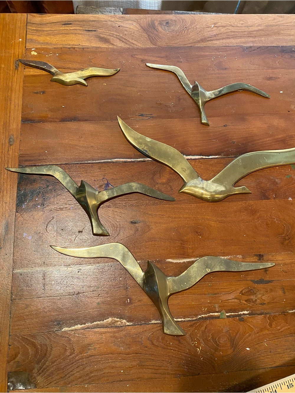 Brass Seagull Wall Sculptures - Gold Metal Coastal Wall Decor